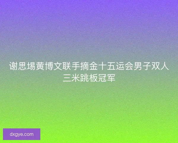 谢思埸黄博文联手摘金十五运会男子双人三米跳板冠军